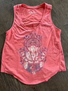 Lucky Brand Coral Tank with Ganesha Graphic